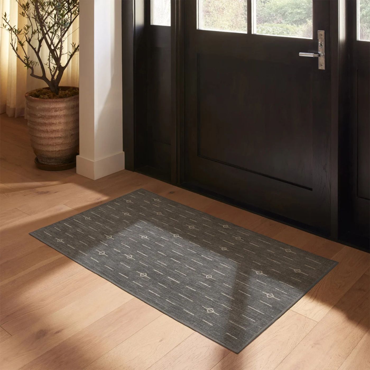 Tapis tissé plat gris Alina