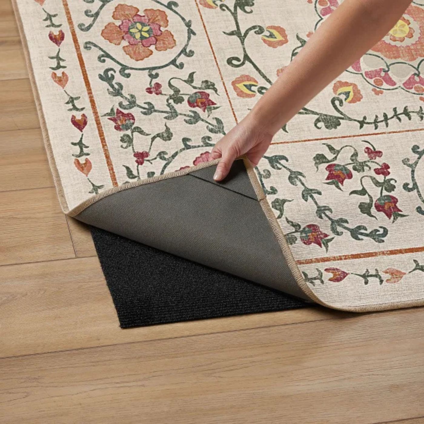 Tapis tissé plat corail Suzani