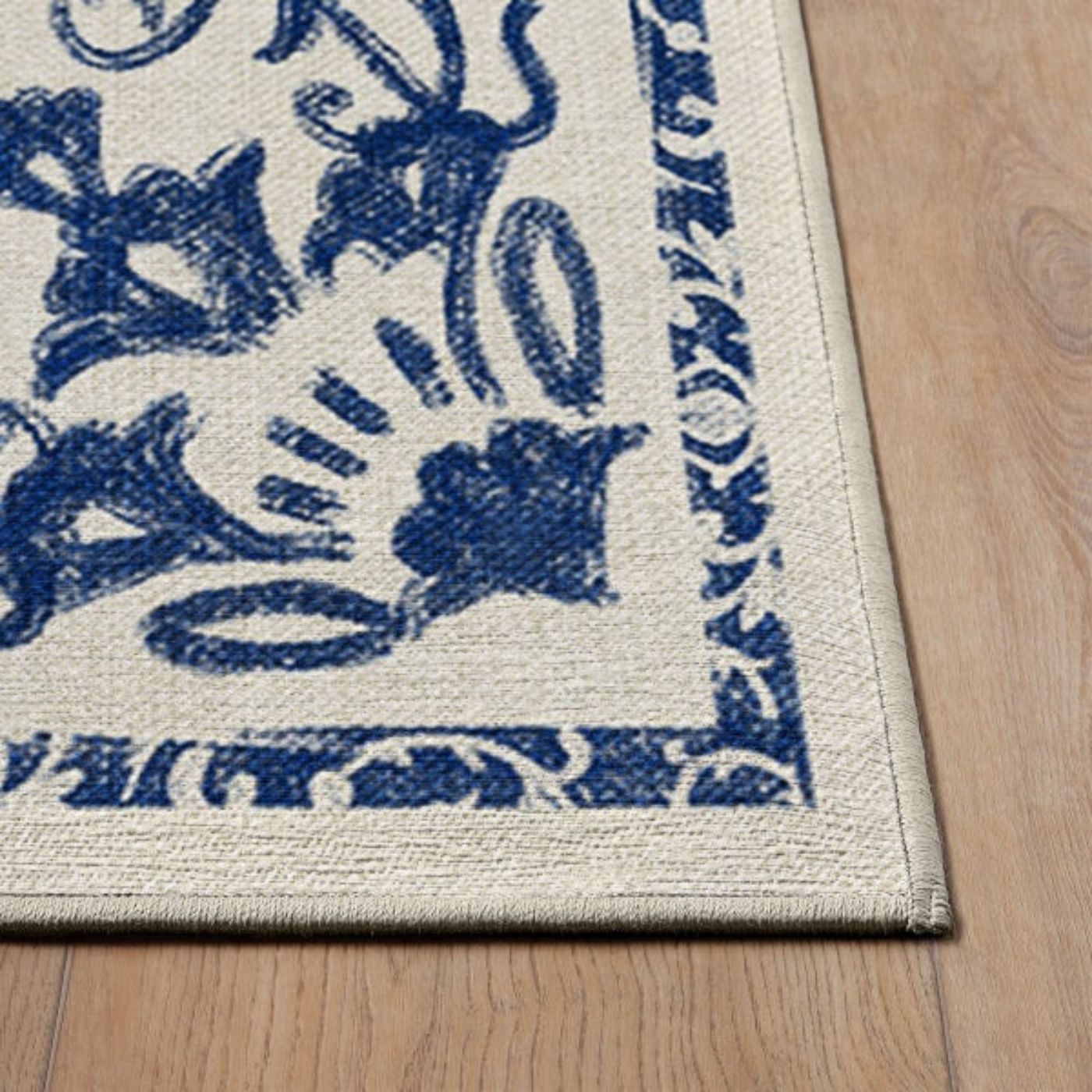 Tapis tissé plat bleu Delphina