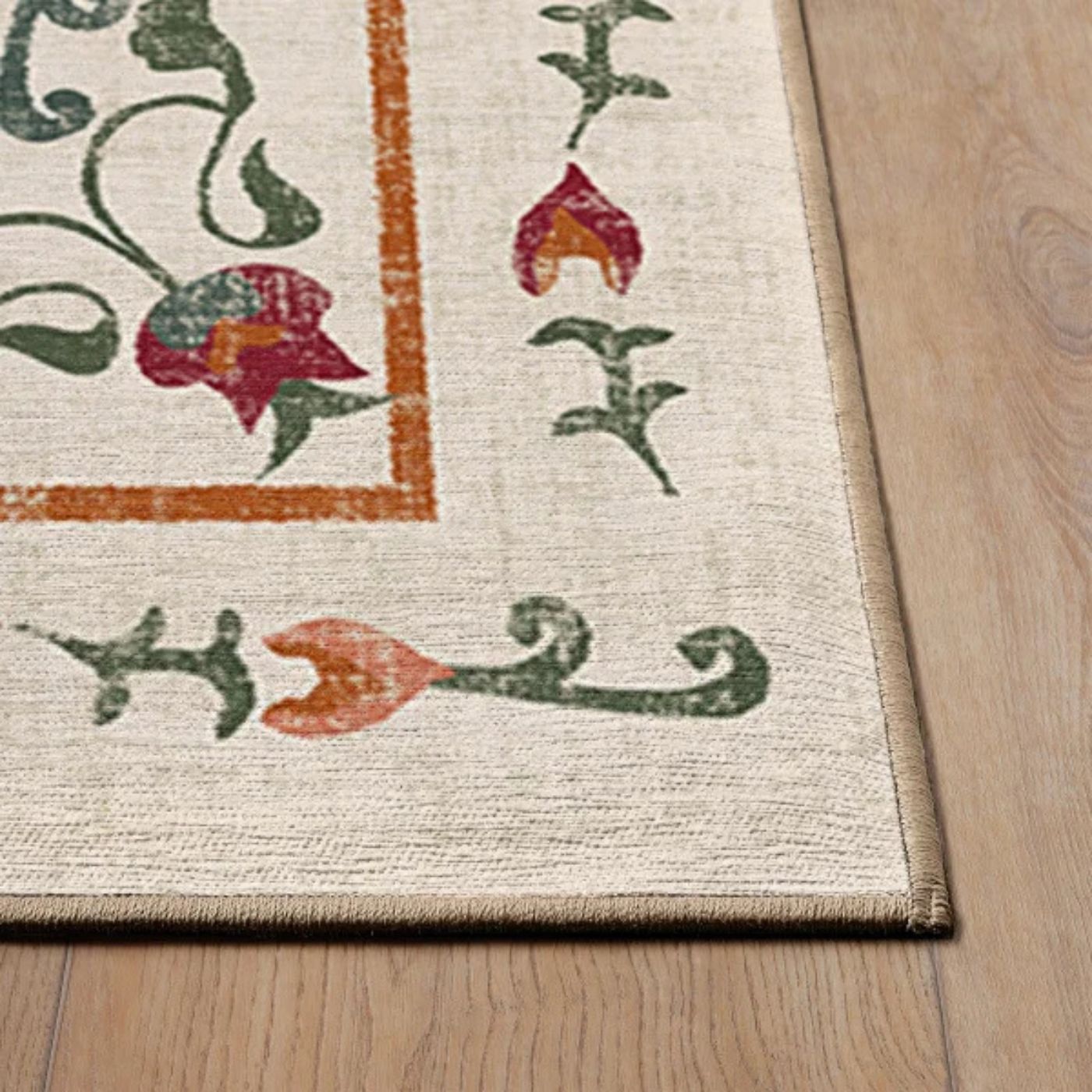 Tapis tissé plat corail Suzani