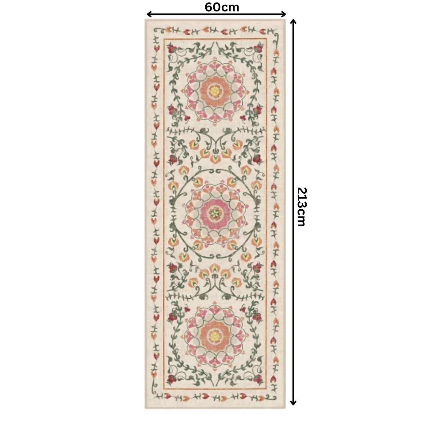 Tapis tissé plat corail Suzani