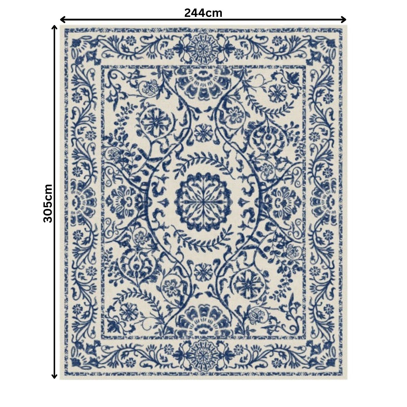 Tapis tissé plat bleu Delphina