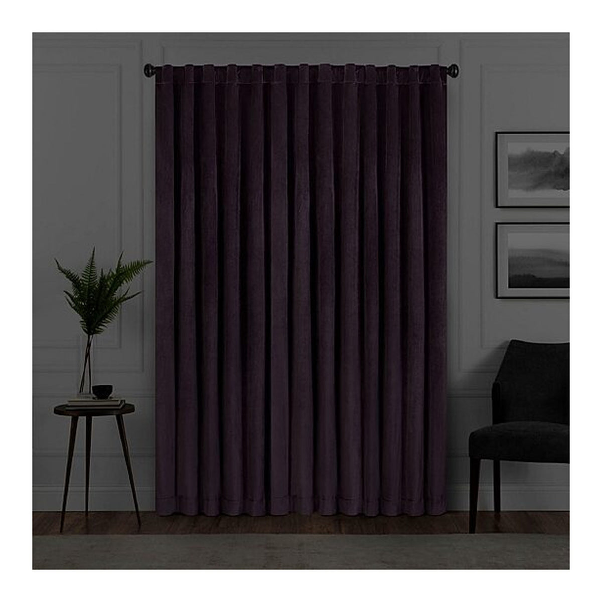 Eclipse Harper Velours à Passants et Ourlet Passe-Tringle 100% Occultant Rideau Simple Panneau