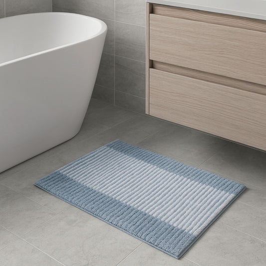 Textured Stripe Microfiber Bath Mat