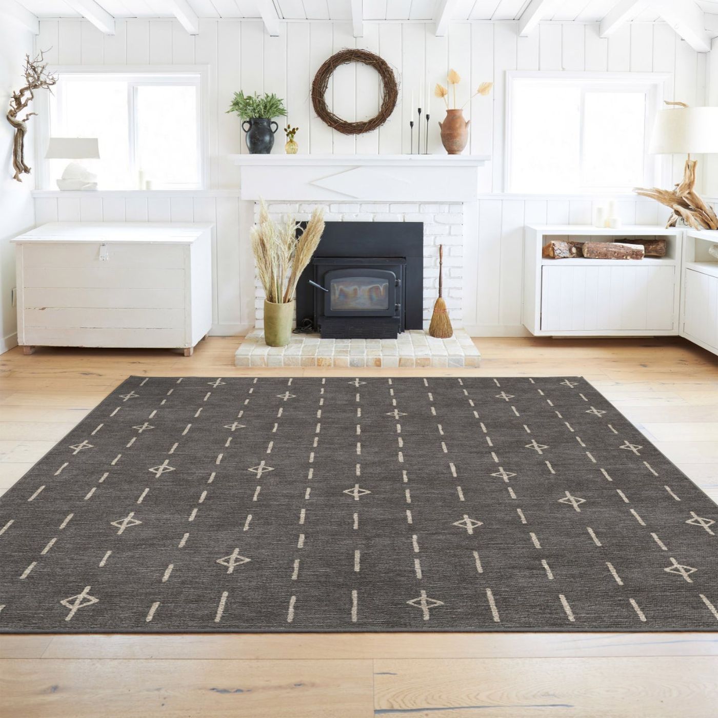 Tapis tissé plat gris Alina