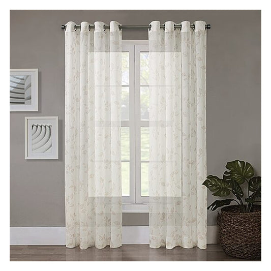 Regal Home Crushed Voile Imprimé Feuilles à Œillets Voilage Froissé Rideau Simple Panneau