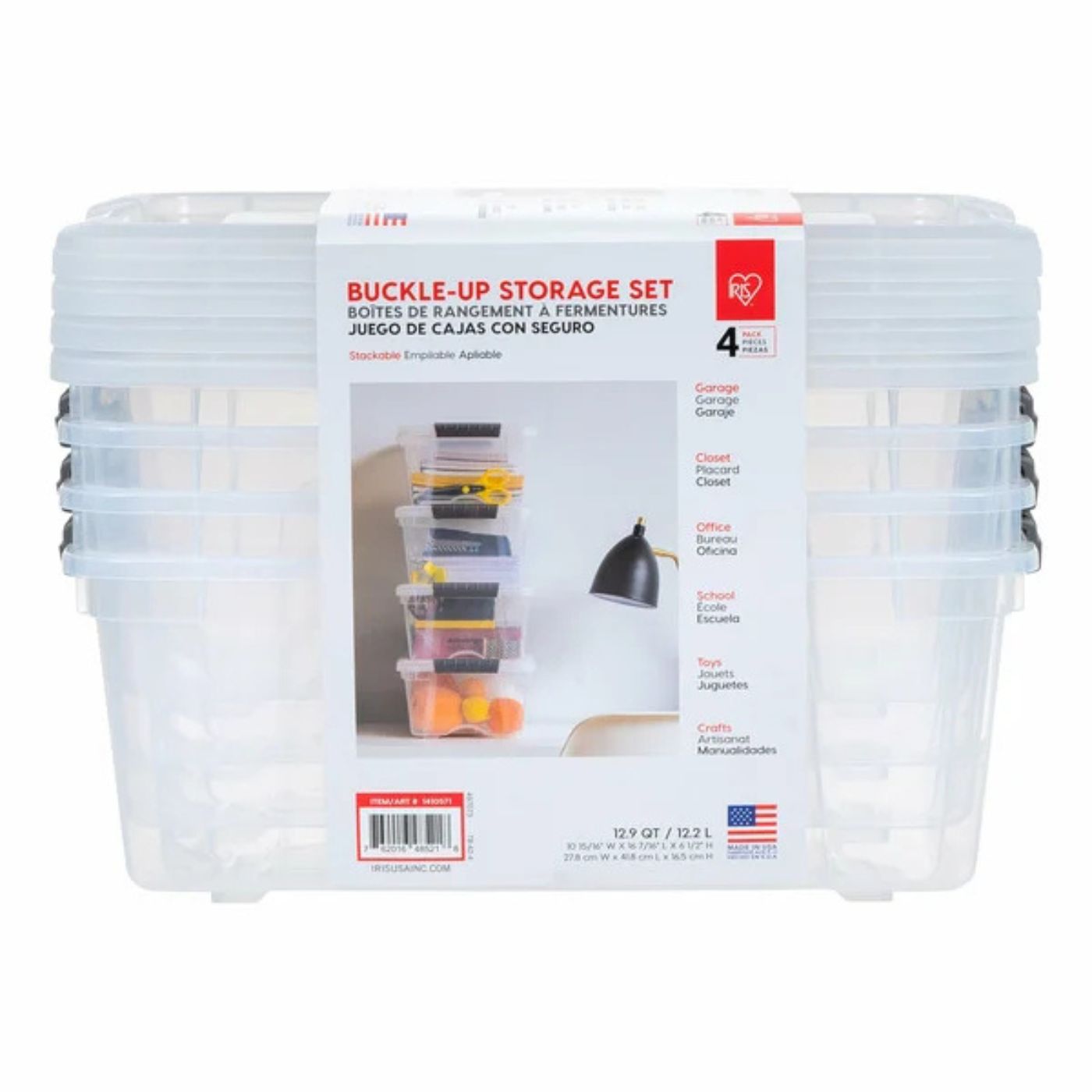 Up Storage Set 12L Clear 4-Pack