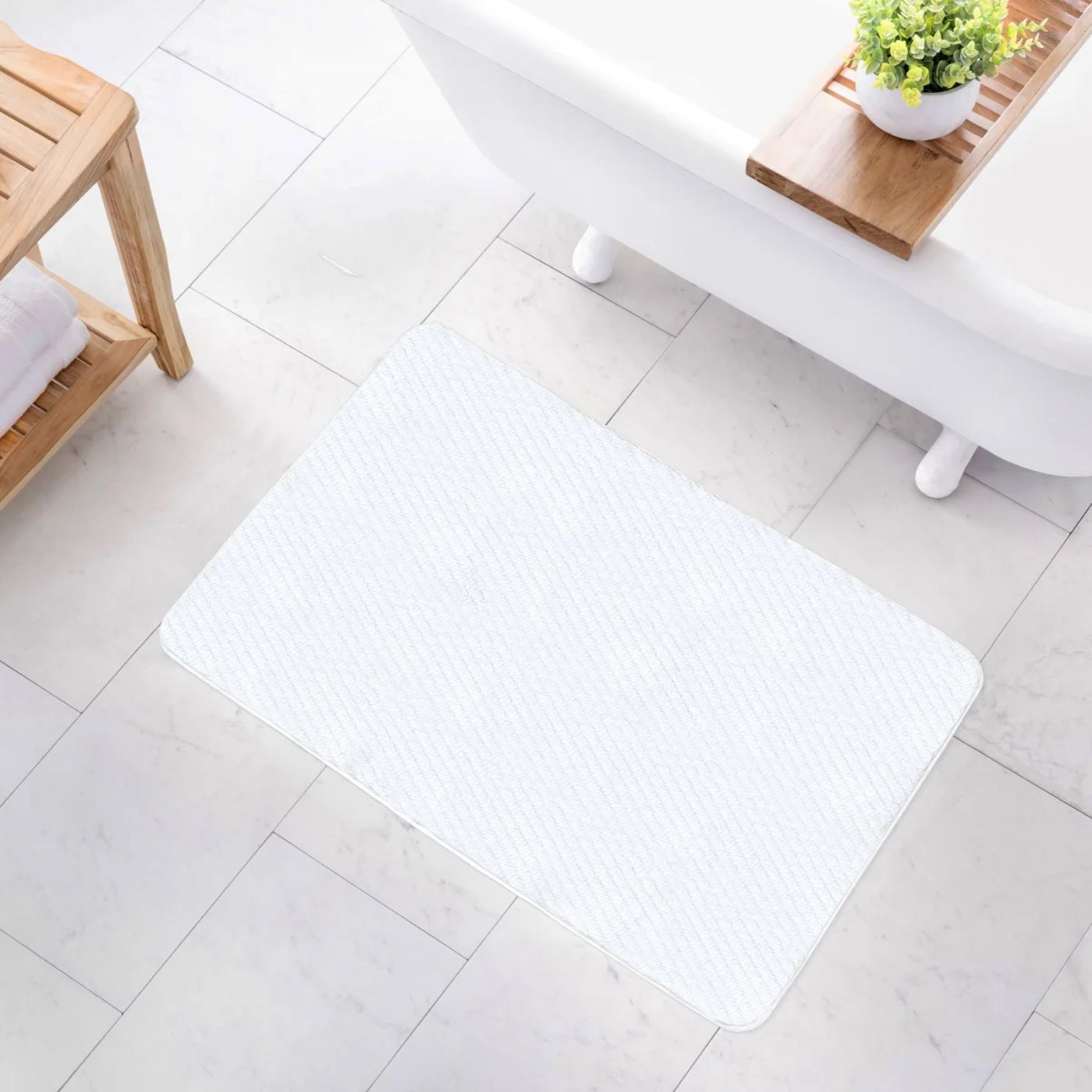Tapis de bain en sergé de coton et mousse à mémoire de forme