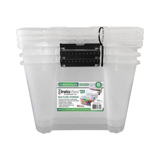 Lot de 3 bacs de rangement multi-usages InstaView 45 L