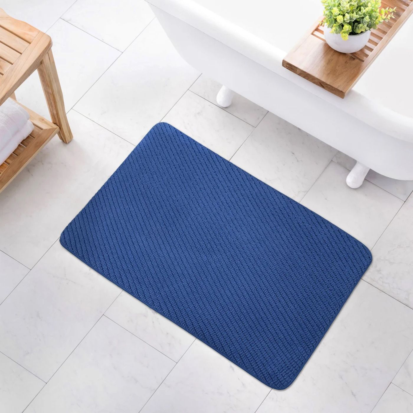 Tapis de bain en sergé de coton et mousse à mémoire de forme