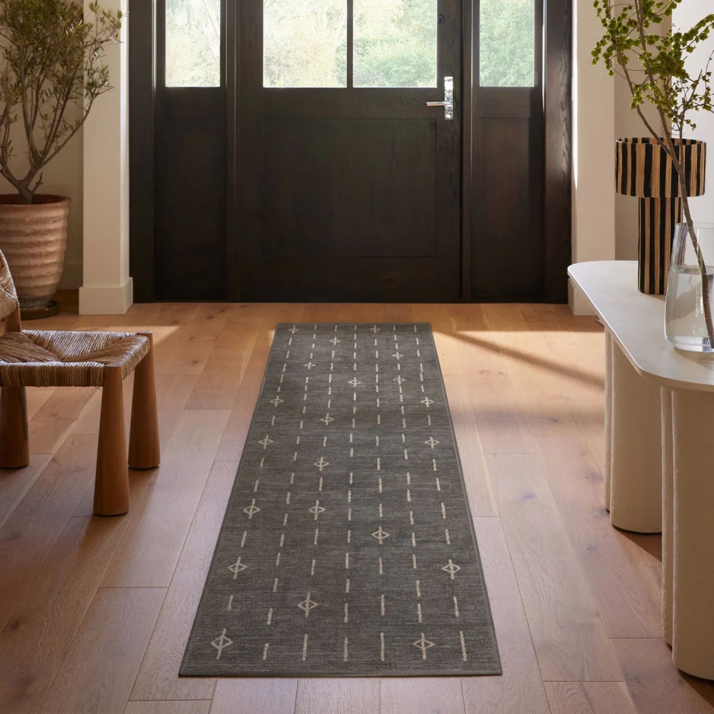 Tapis tissé plat gris Alina