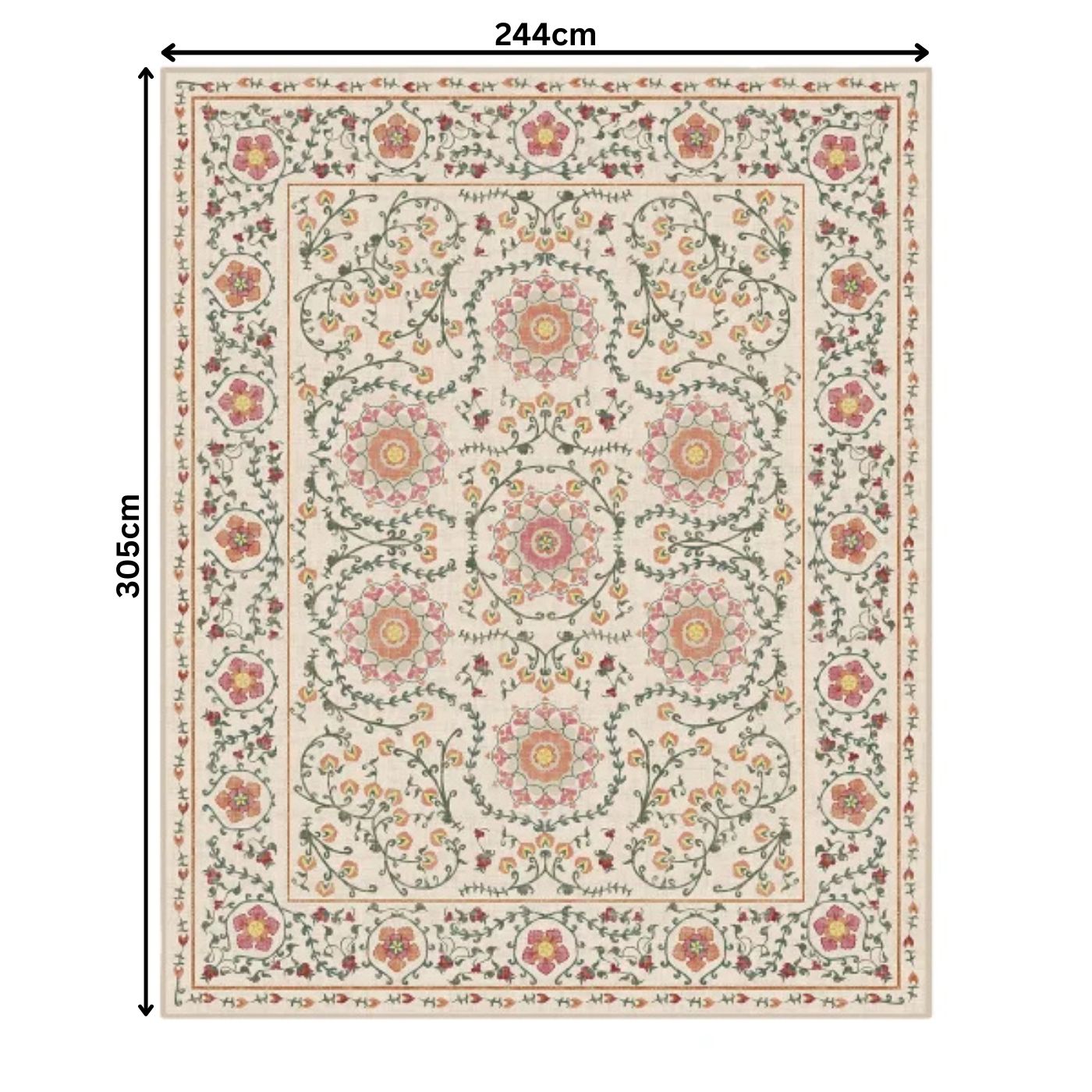 Tapis tissé plat corail Suzani