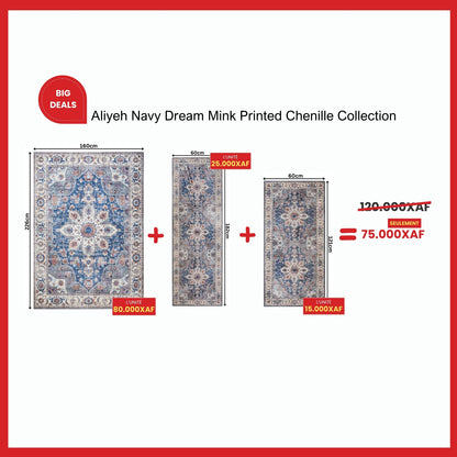 Aliyeh Navy Dream Mink Printed Chenille 3 Pack