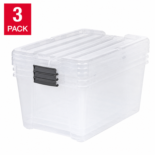 IRIS Bac de Rangement 45L Transparent, Lot de 3