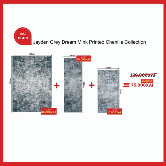 Jayden Grey Dream Mink Printed Chenille 3 Packs