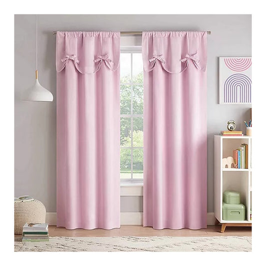 ECLIPSE Kids Bow rideau occultant rose à relevé noué, chambre enfant